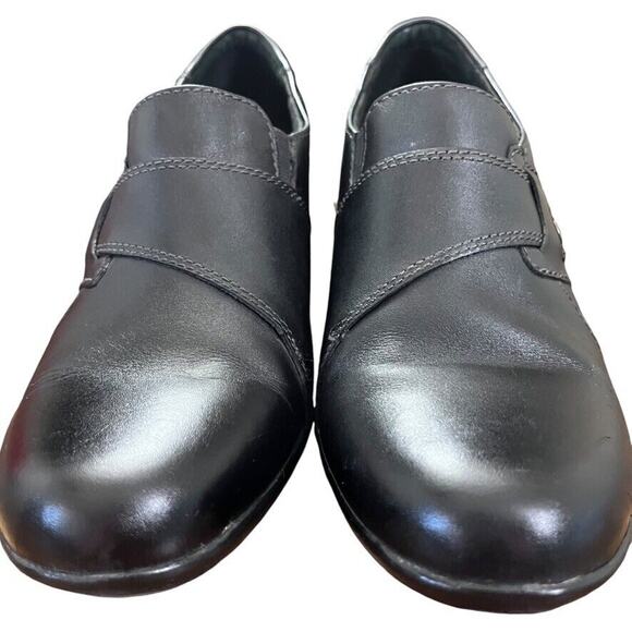 Clarks Womens Ingalls Bendables Geneva Black Leather Chunky Heel Clogs Shoes 11 - Picture 7 of 16